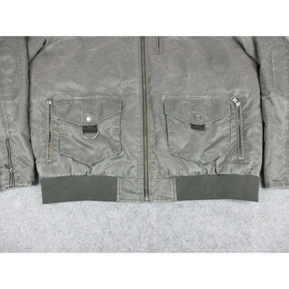 Harley Davidson Jacket Mens Extra Large Gray Eagle Mechanic Bomber Lined Coat